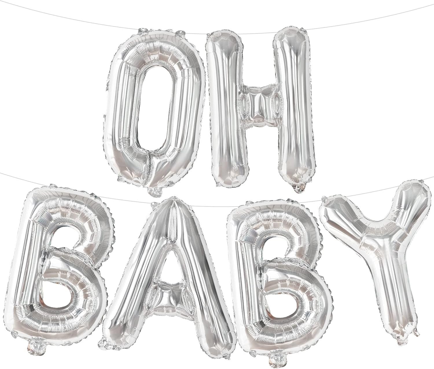 Silver OH BABY letter balloon banner