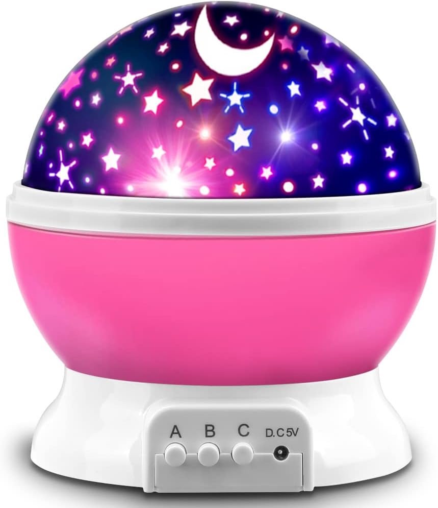 Pink star projector night light for kids