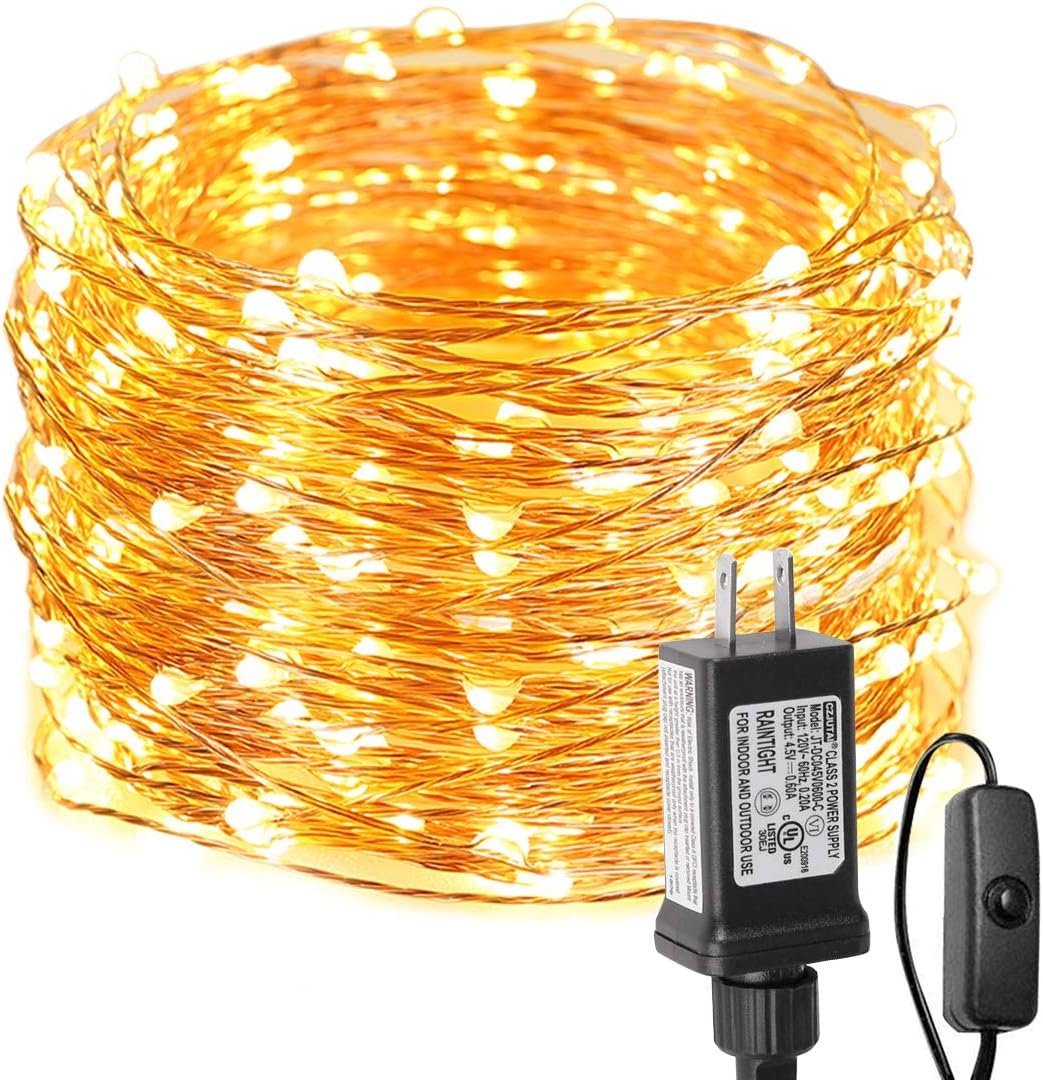 Warm white LED fairy string lights on copper wire