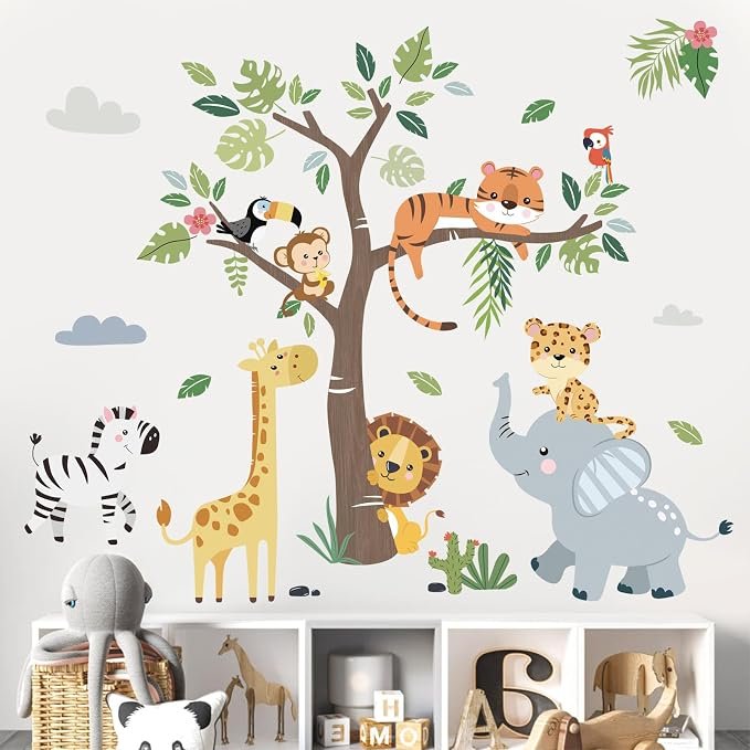 Safari jungle animal wall decals for nursery