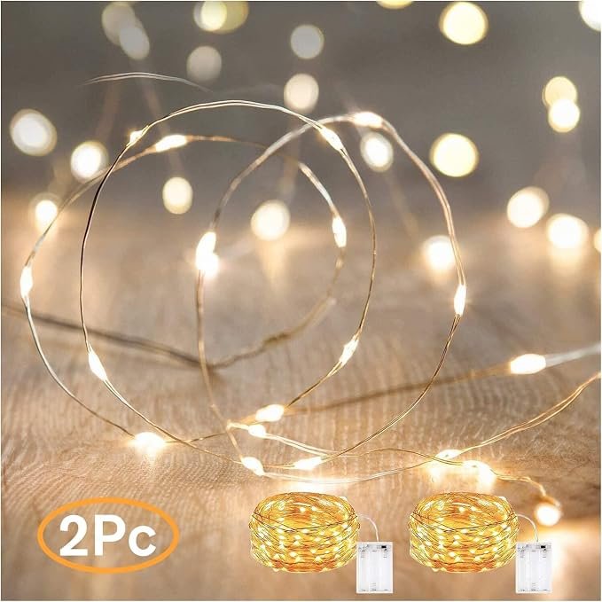 Warm white LED fairy string lights, 2 pack