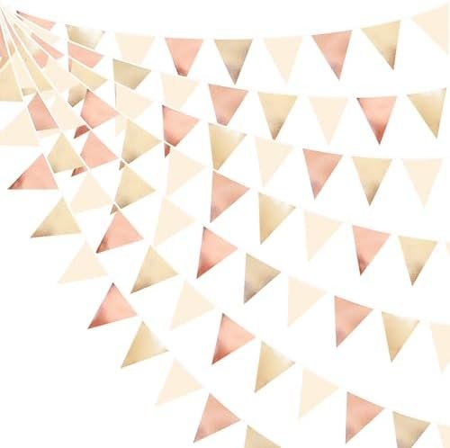 Rose gold metallic fabric pennant banner
