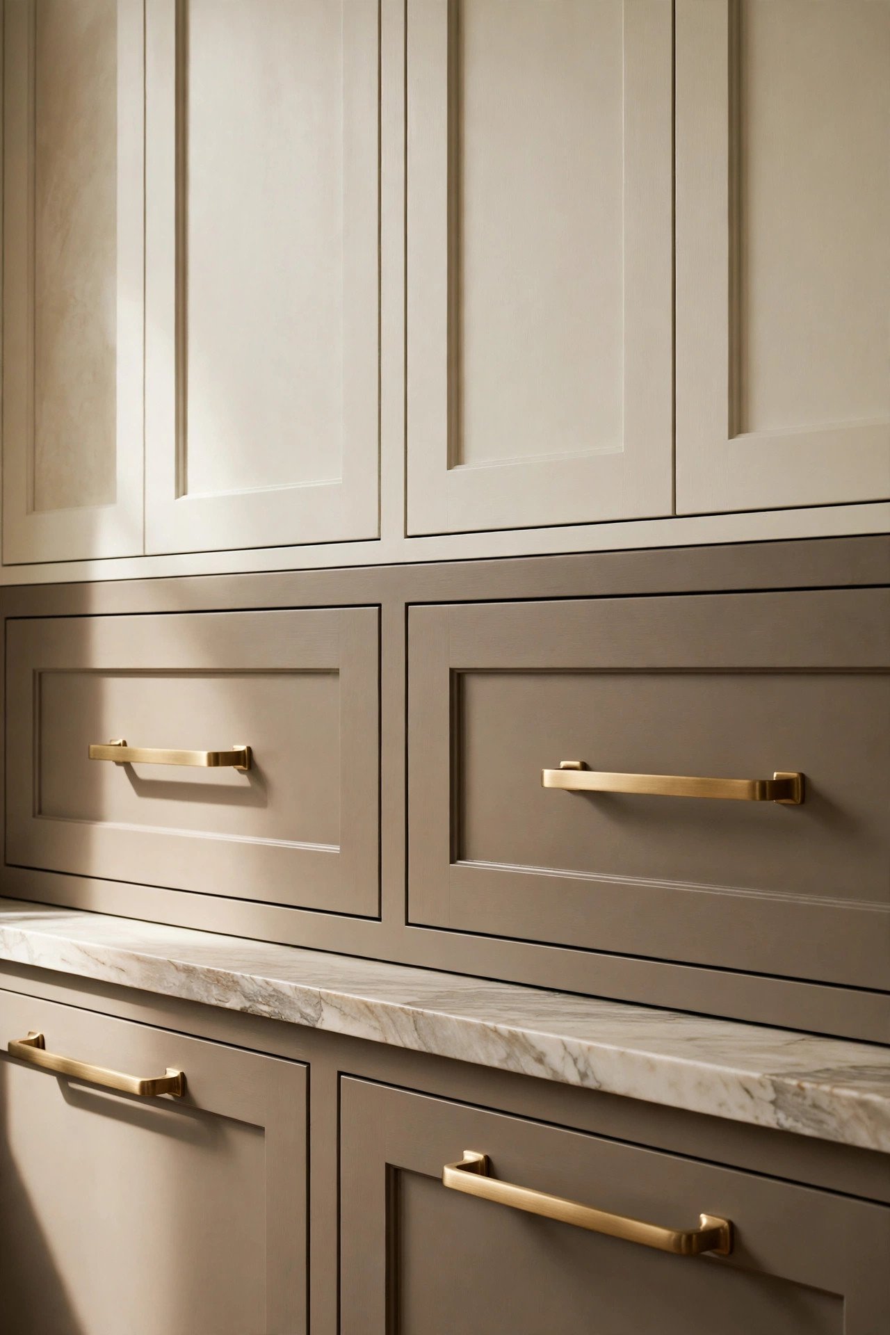Two Tone Cabinetry in soft contrast kitchen