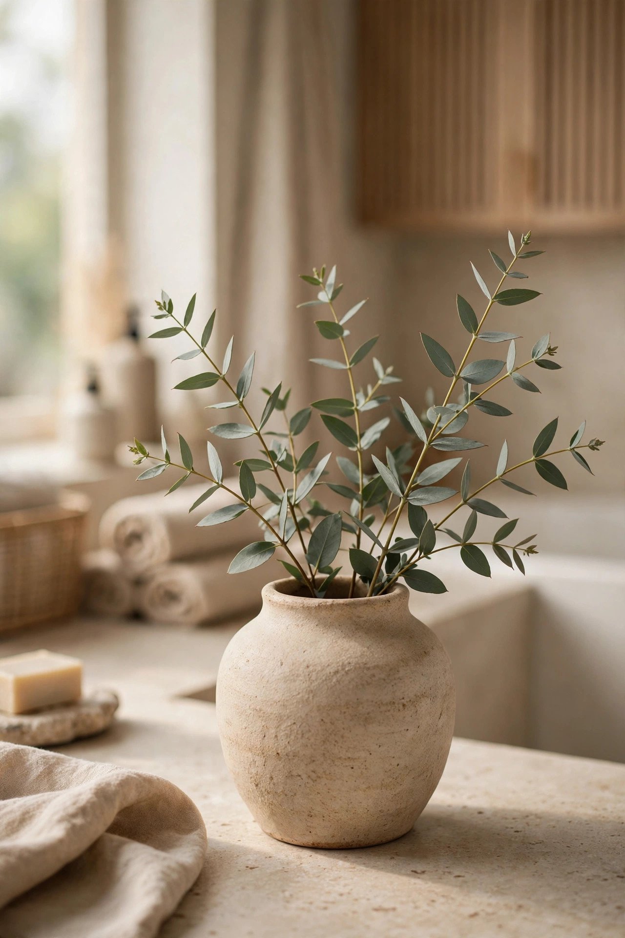 Eucalyptus and Living Greenery in spa bathroom