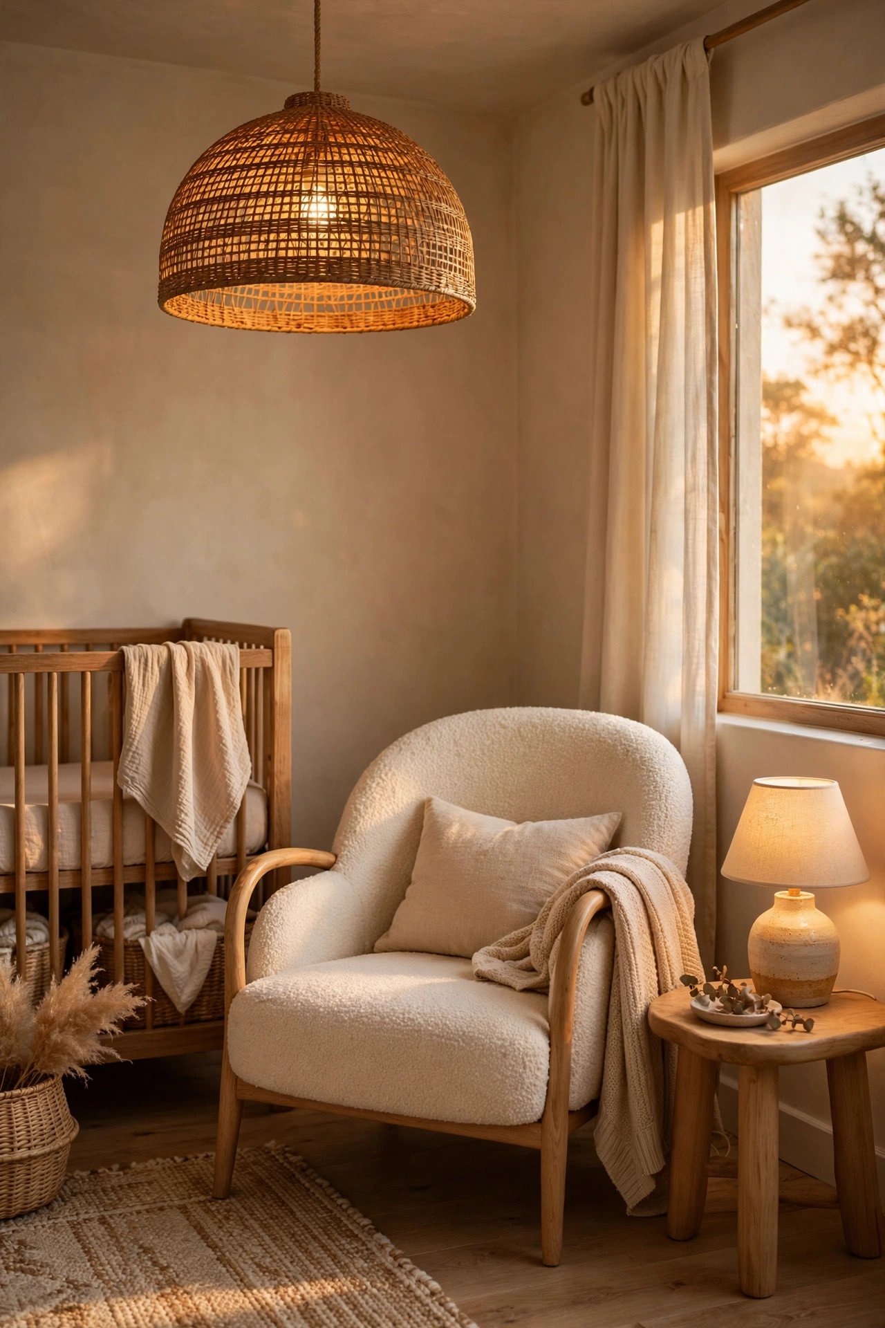 Soft Ambient Lighting in organic modern nursery