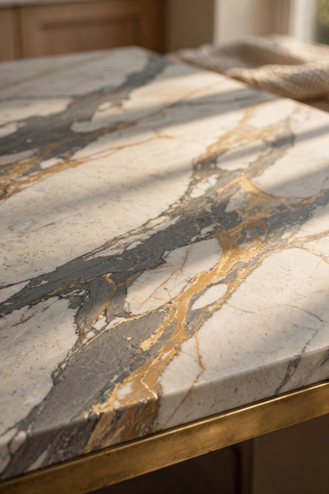 Calacatta Marble with Honest Veining in european contemporary kitchen
