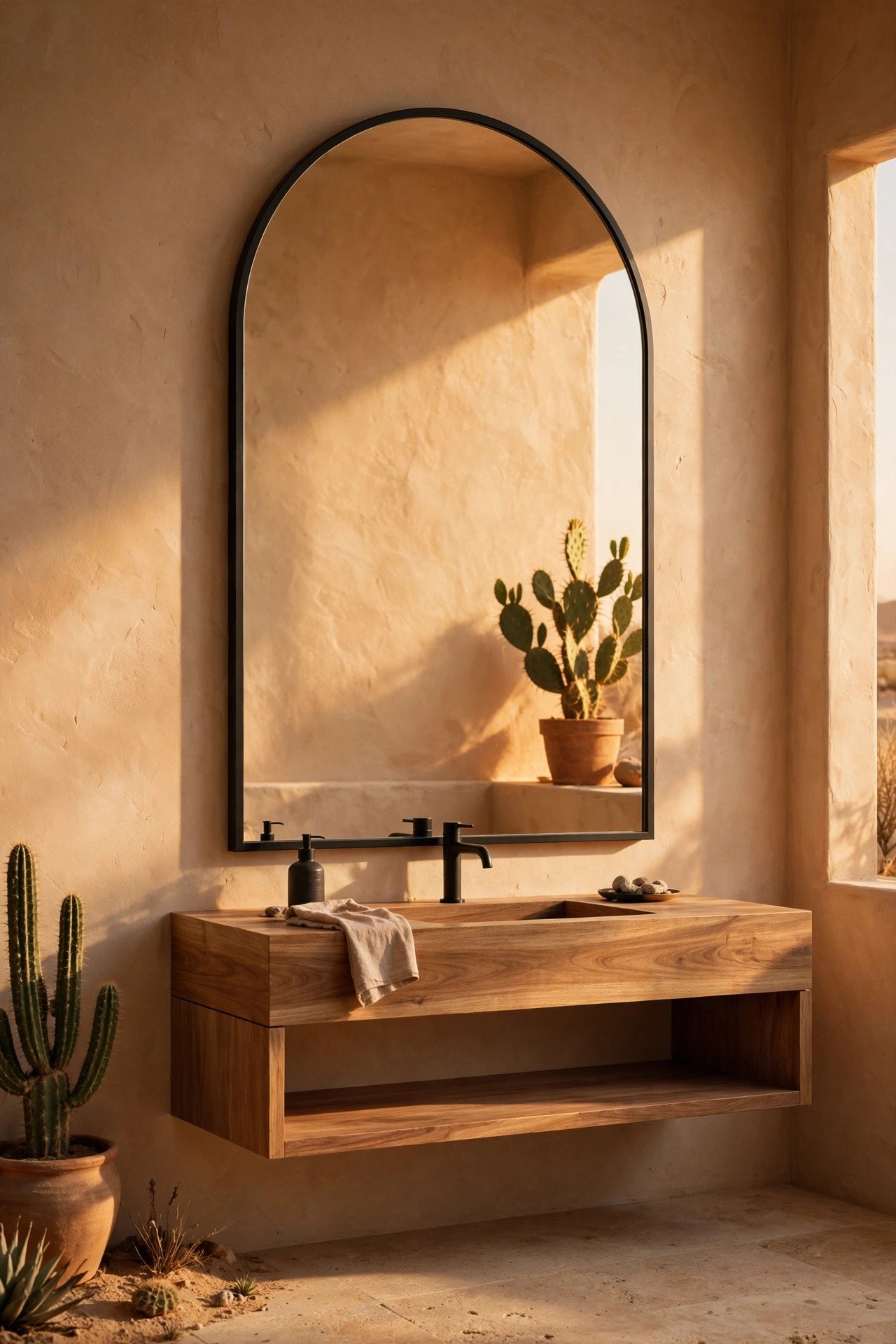 The Arched Mirror in desert modern bathroom