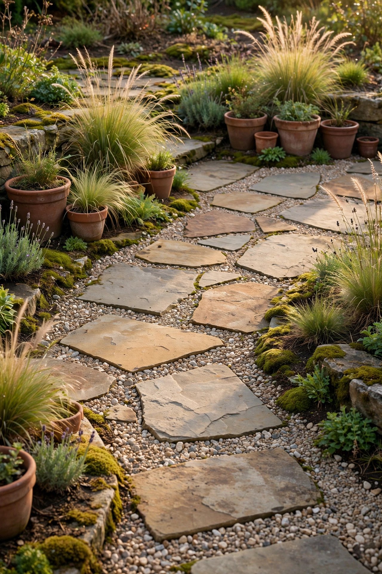 Natural Stone and Gravel Underfoot in earth tones outdoor