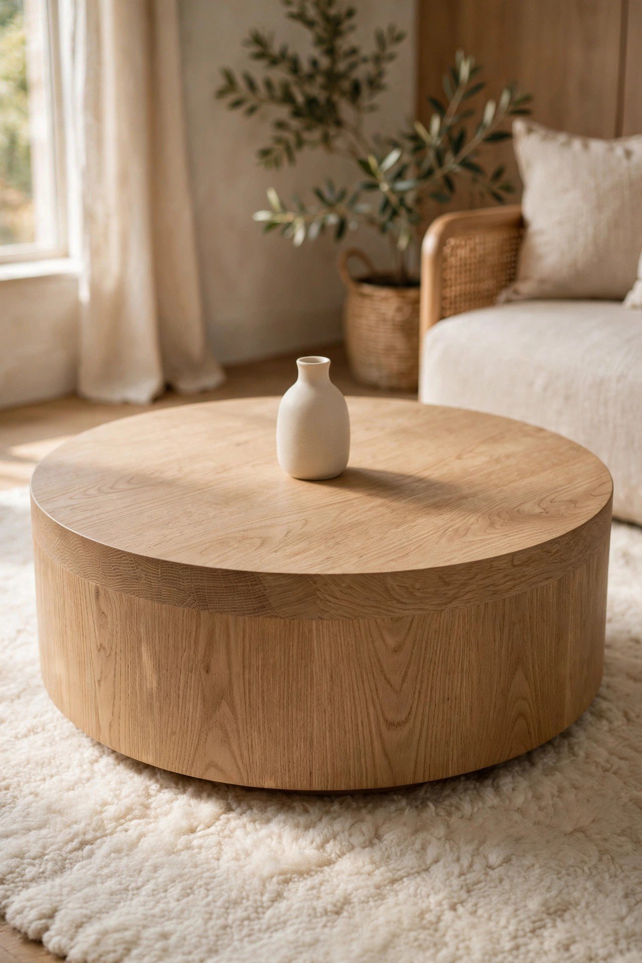 Honest Wood with Visible Grain in minimalist living room