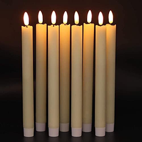 GenSwin Flameless Ivory Taper Candles with Remote, Pack of 6