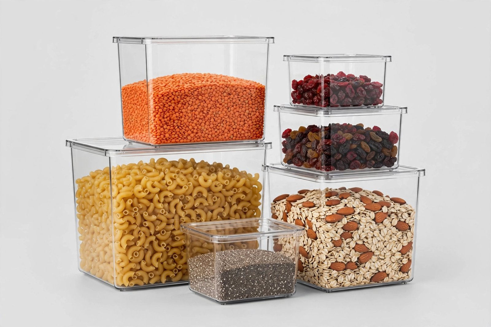 Nicunom 2 Pack Stackable Plastic Storage Bins Open Front, Clear