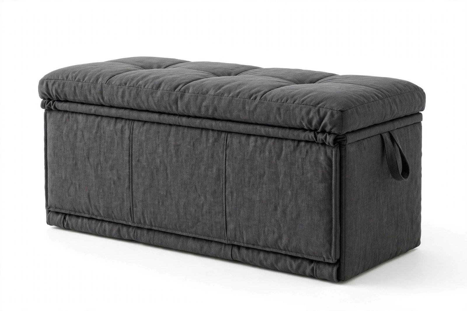 SONGMICS 110 cm Folding Storage Ottoman Bench, Ottoman Foot Rest, Padded Seat, Storage Chest, Load 300 kg, for Living Room, Sleepingroom, Entryway, Dark Gray ULSF77K