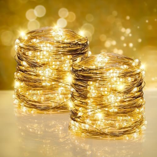 Twinkle Star 200 LED 66 FT Copper Fairy String Lights, Warm White