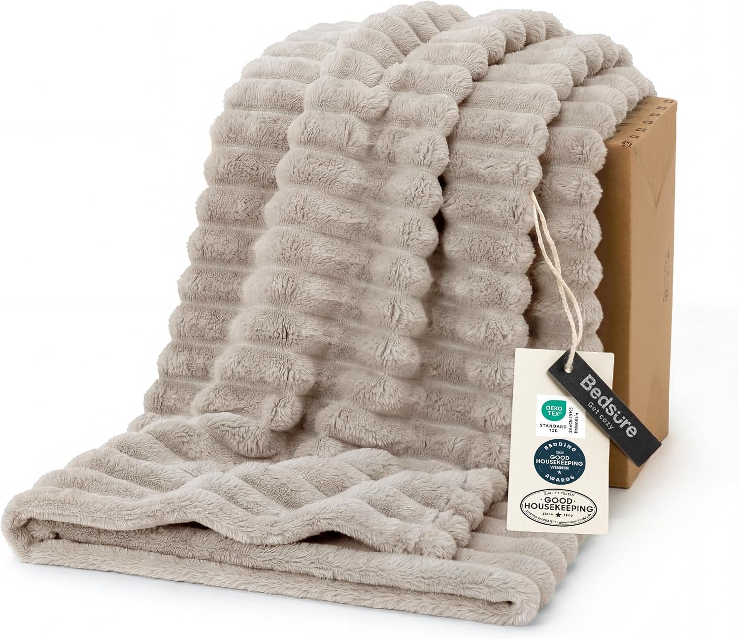 Bedsure Soft Fluffy Fleece Throw Blanket, 50x60 in, 06-Linen