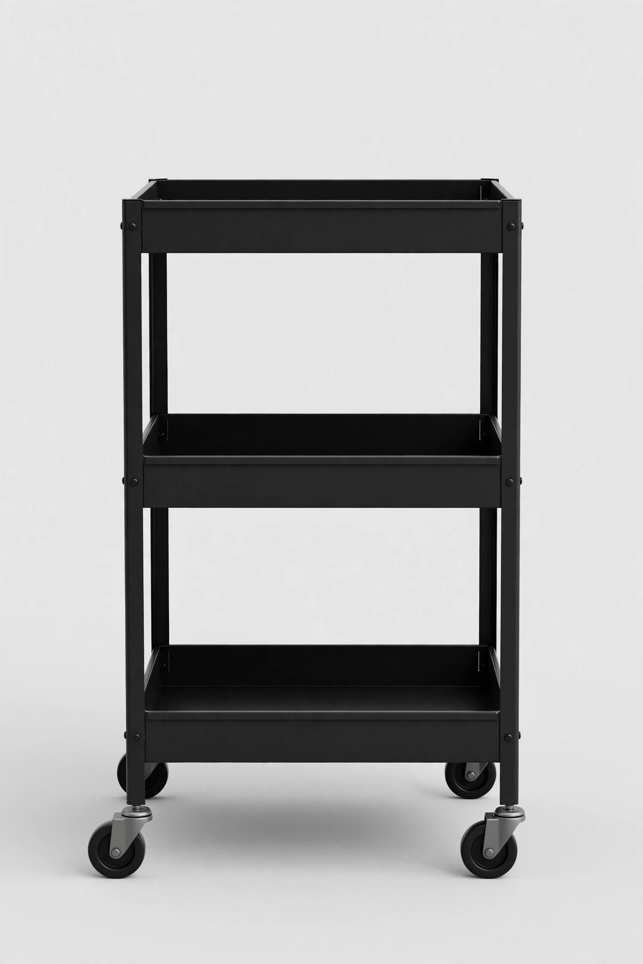 Goxeon 3-Tier Rolling Utility Cart with Caster Wheels,Easy Assembly, for Kitchen, Bathroom (Black)