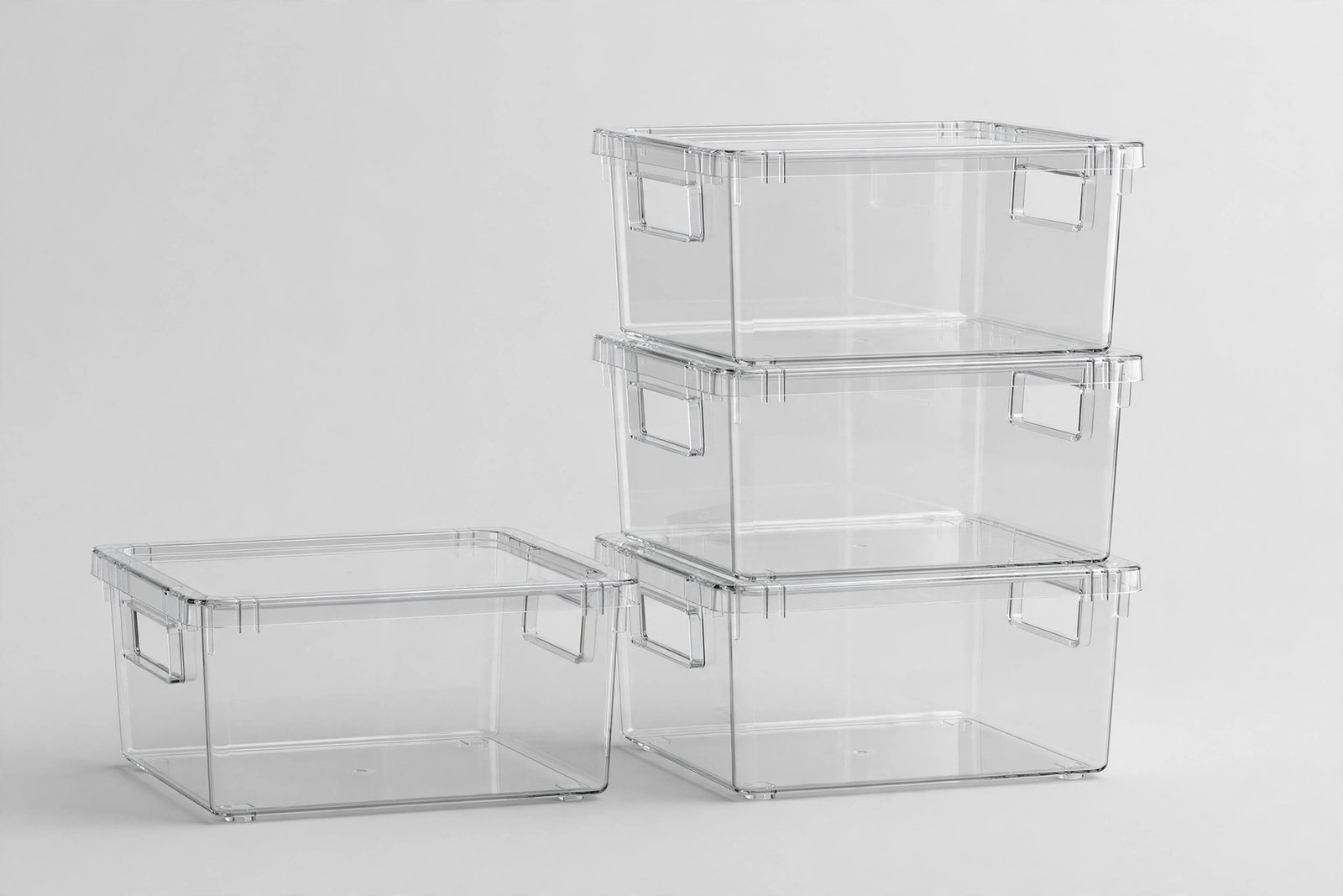IRIS Storage Bins with Lids, 5.7 L Plastic Storage Containers, Stackable Nestable Organizing Boxes – 20 Pack, Clear
