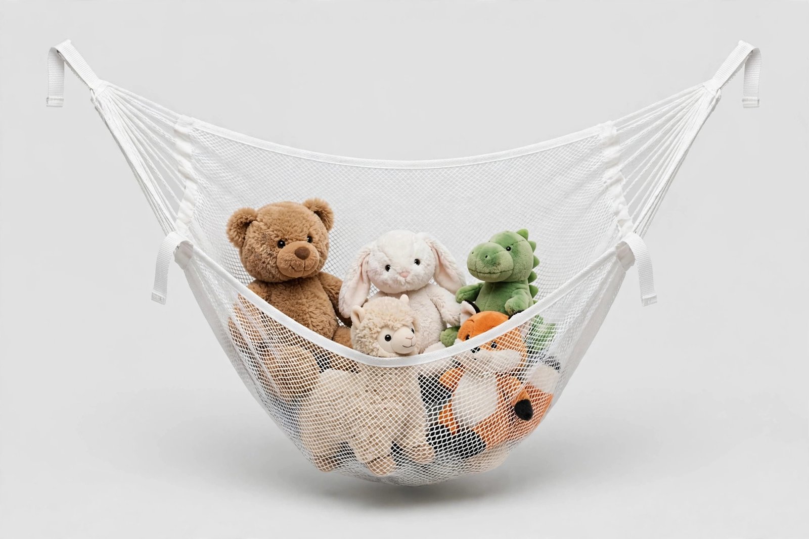 Handy Laundry Stuffed Animal Storage Hammock Corner Net – Mesh Toy Organizer