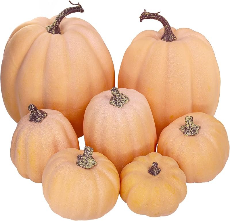 Winlyn assorted artificial fall pumpkins in cream and white