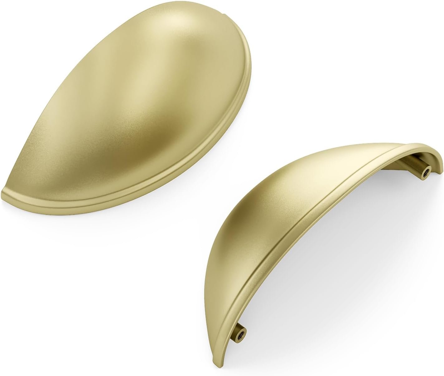 goldenwarm 10 Pack Gold Cabinet Pulls Cup Drawer Pulls Handles for Dresser Drawers 3in(76mm) Hole Spacing Brushed Brass Kitchen Cabinet Handles Bathroom Drawer Pulls for Kitchen Cupboards Handles