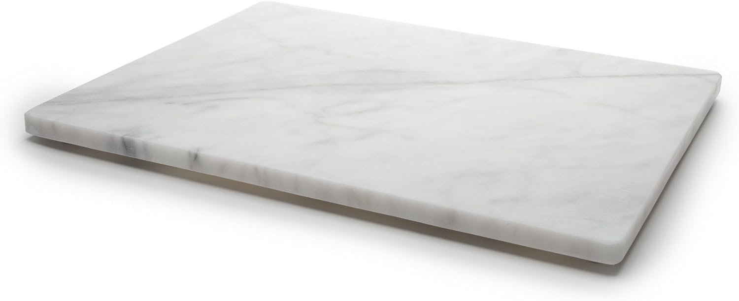 Fox Run Marble Pastry Board, 16 x 20 inch Natural White Marble Dough Board