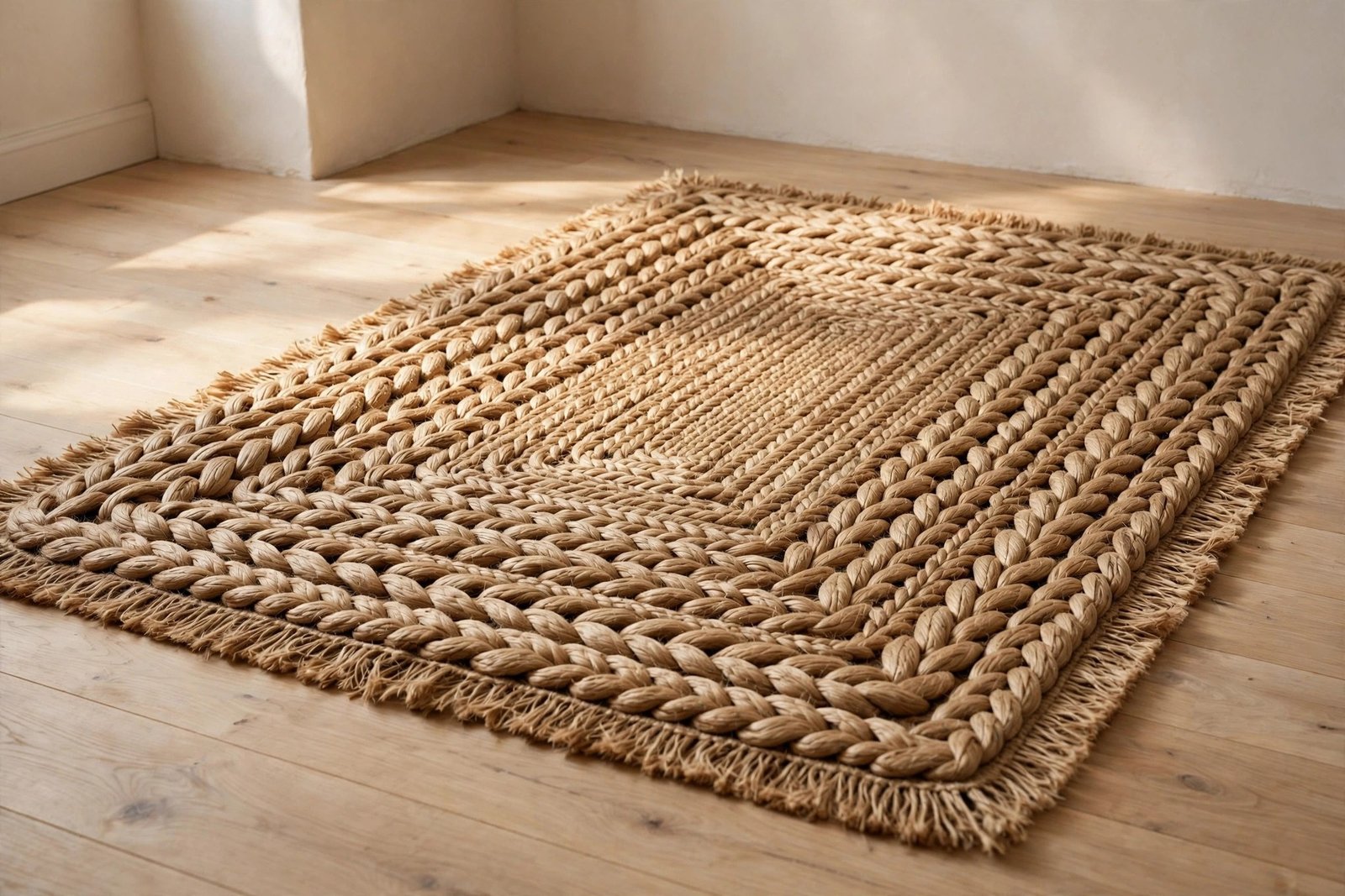 GRUHUM Jute Area Rug, Natural Braided Handwoven Rug, 6 x 9 Ft
