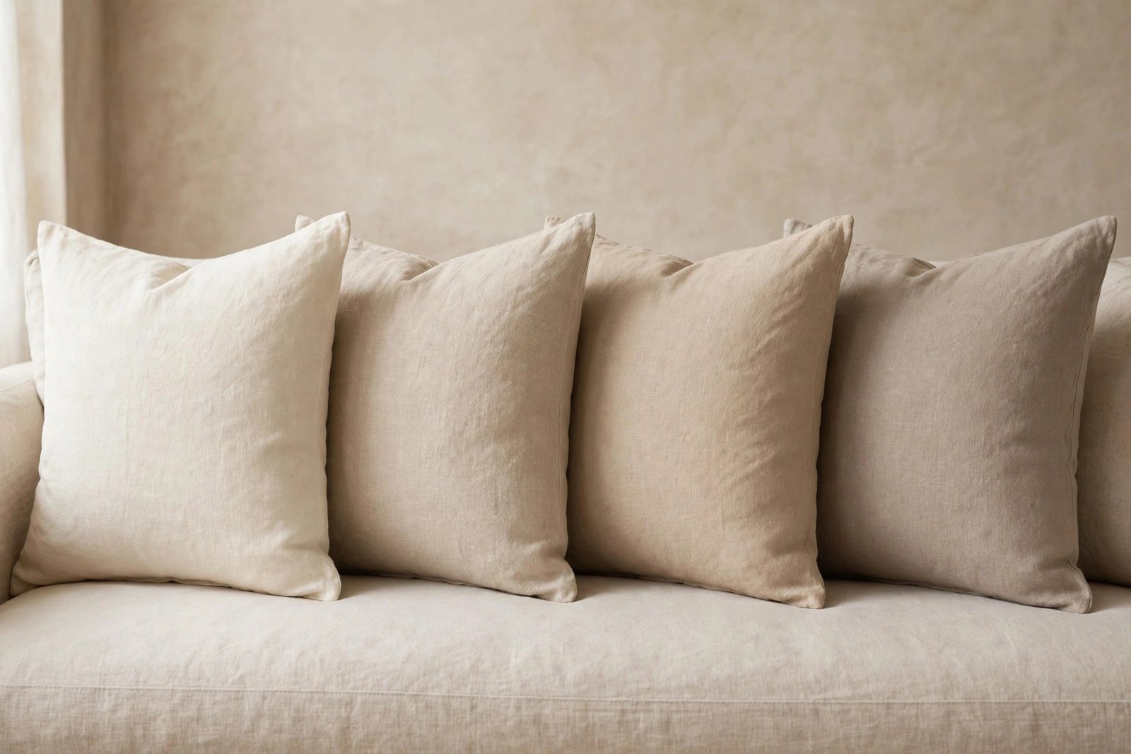 MIULEE Neutral Linen Pillow Covers, Pack of 4, 18 x 18 Inch