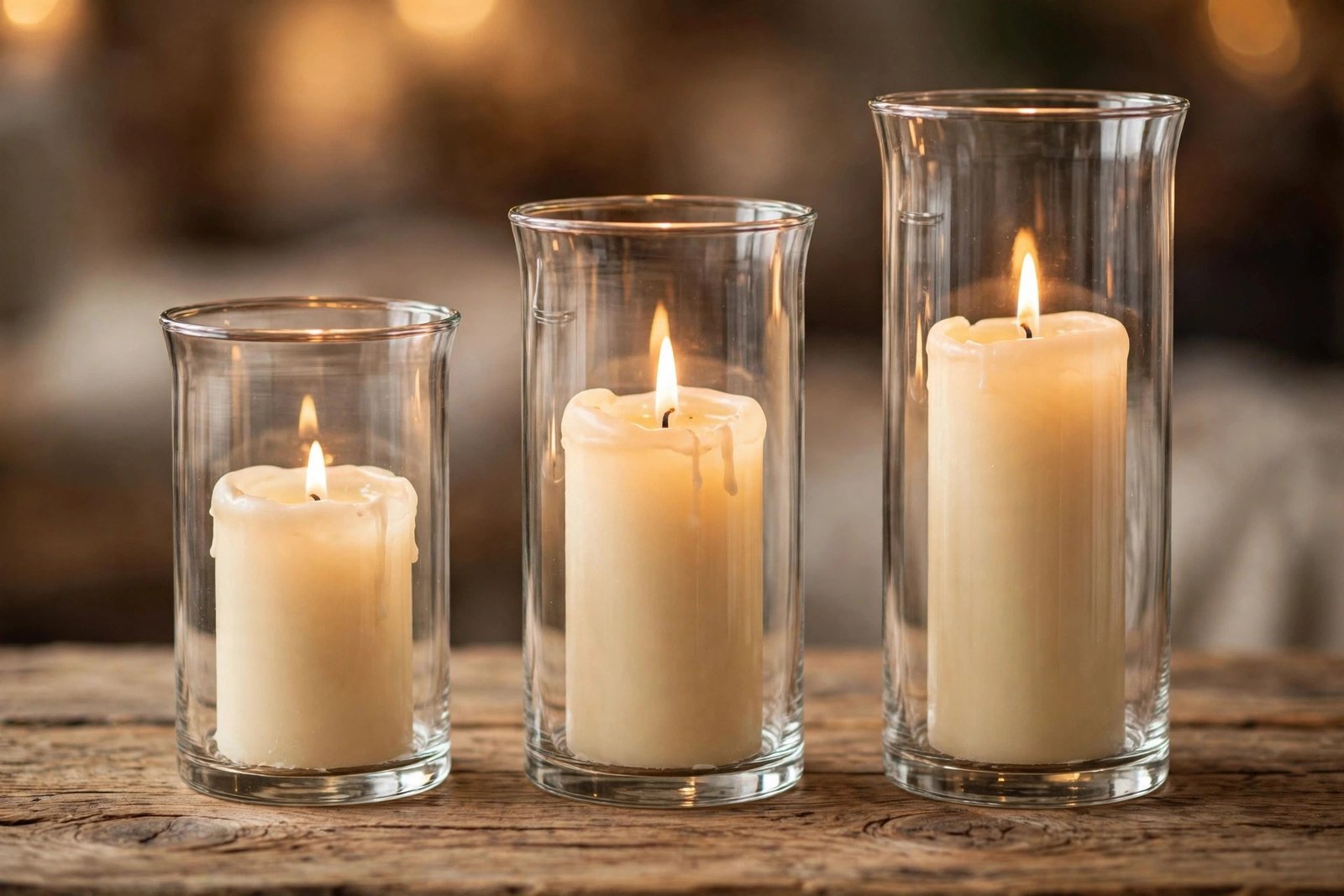 Royal Imports Hurricane Pillar Candle Holder, Clear Glass, Set of 3