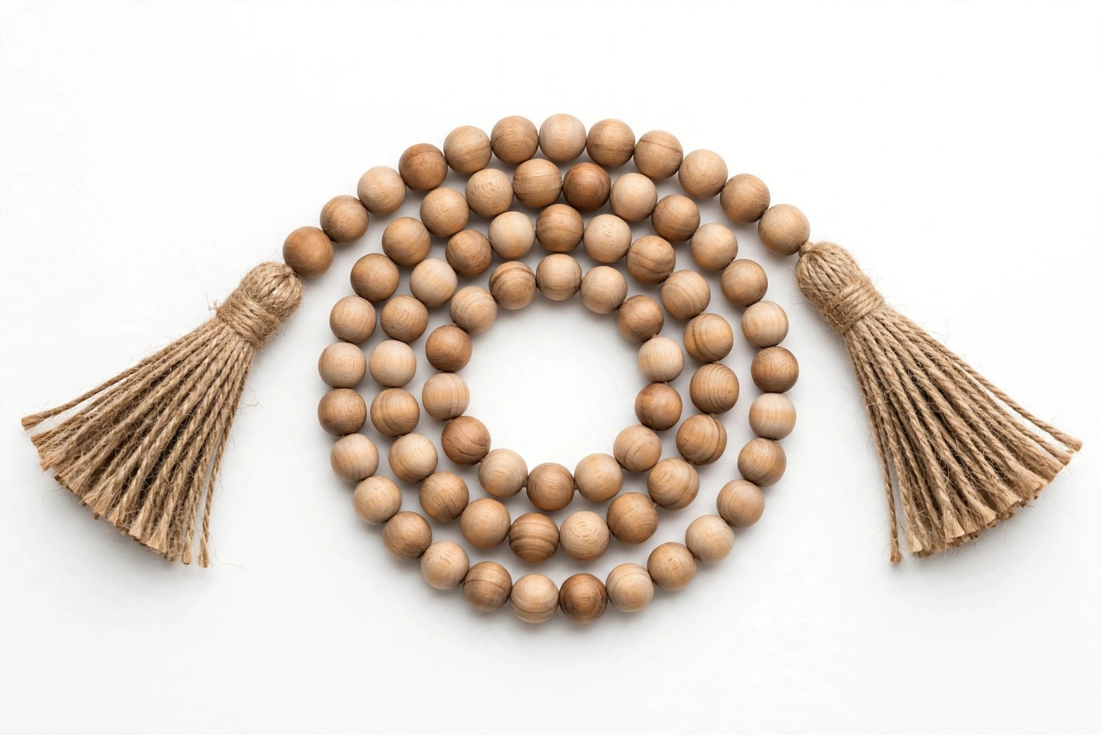 Yesland 2 Pack Wood Bead Garland with Tassels, 9.2 ft Farmhouse Rustic Beads
