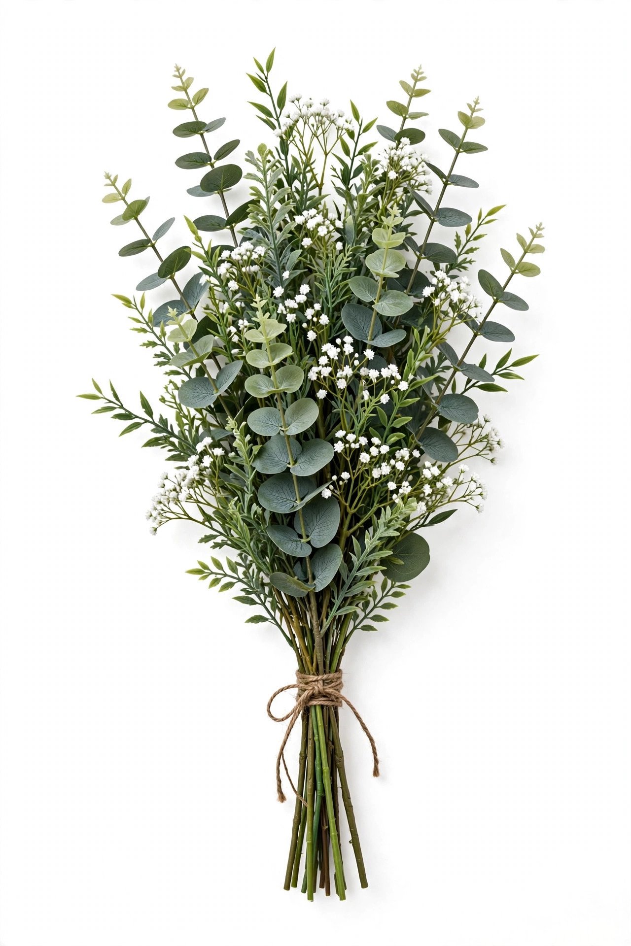 Serwalin 100 Pcs Mixed Artificial Eucalyptus Stems and Baby Breath Greenery Bulk