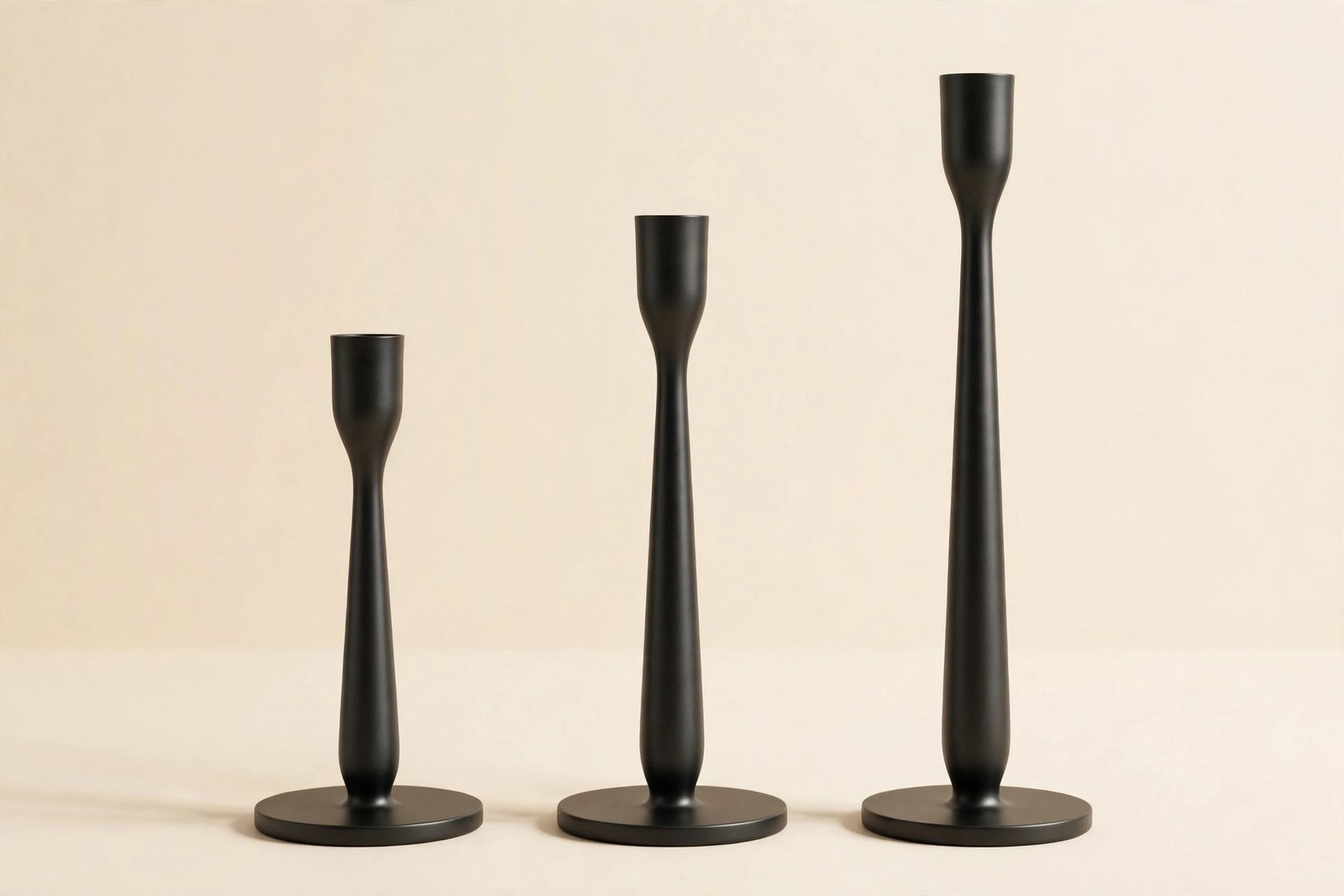 NUPTIO Taper Candle Holders, Black Candlestick Holders, Set of 3