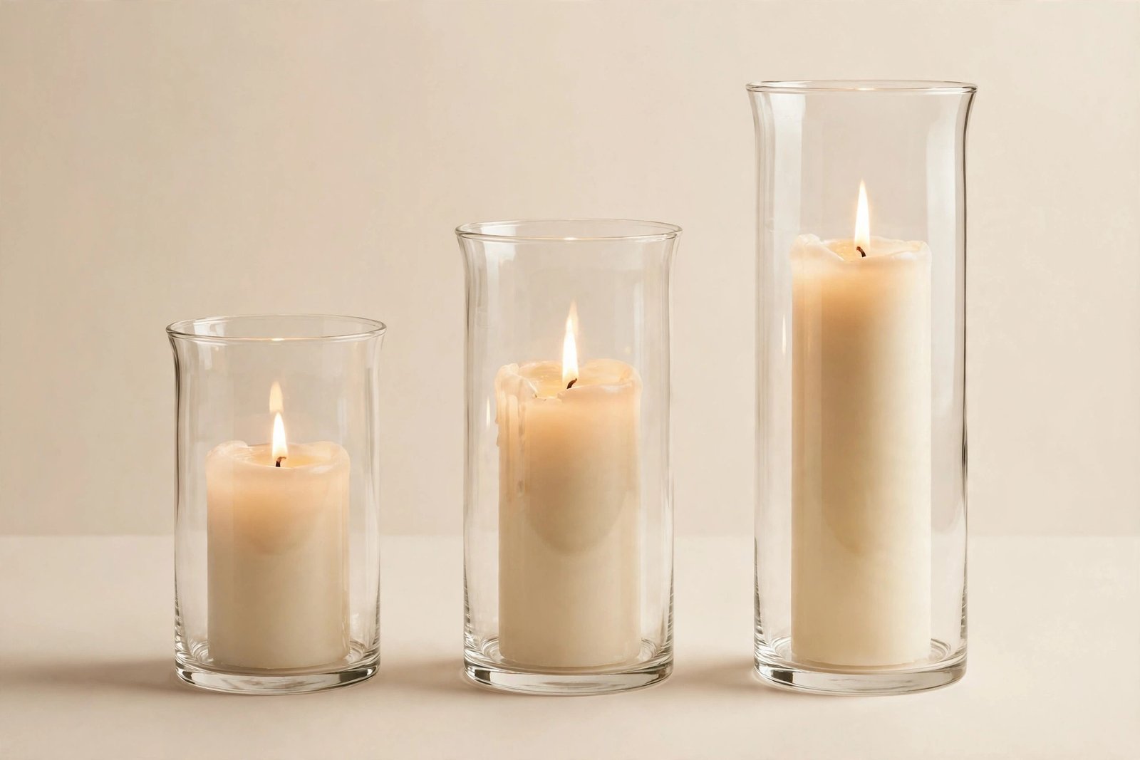 Royal Imports Hurricane Pillar Candle Holder, Clear Glass, Set of 3