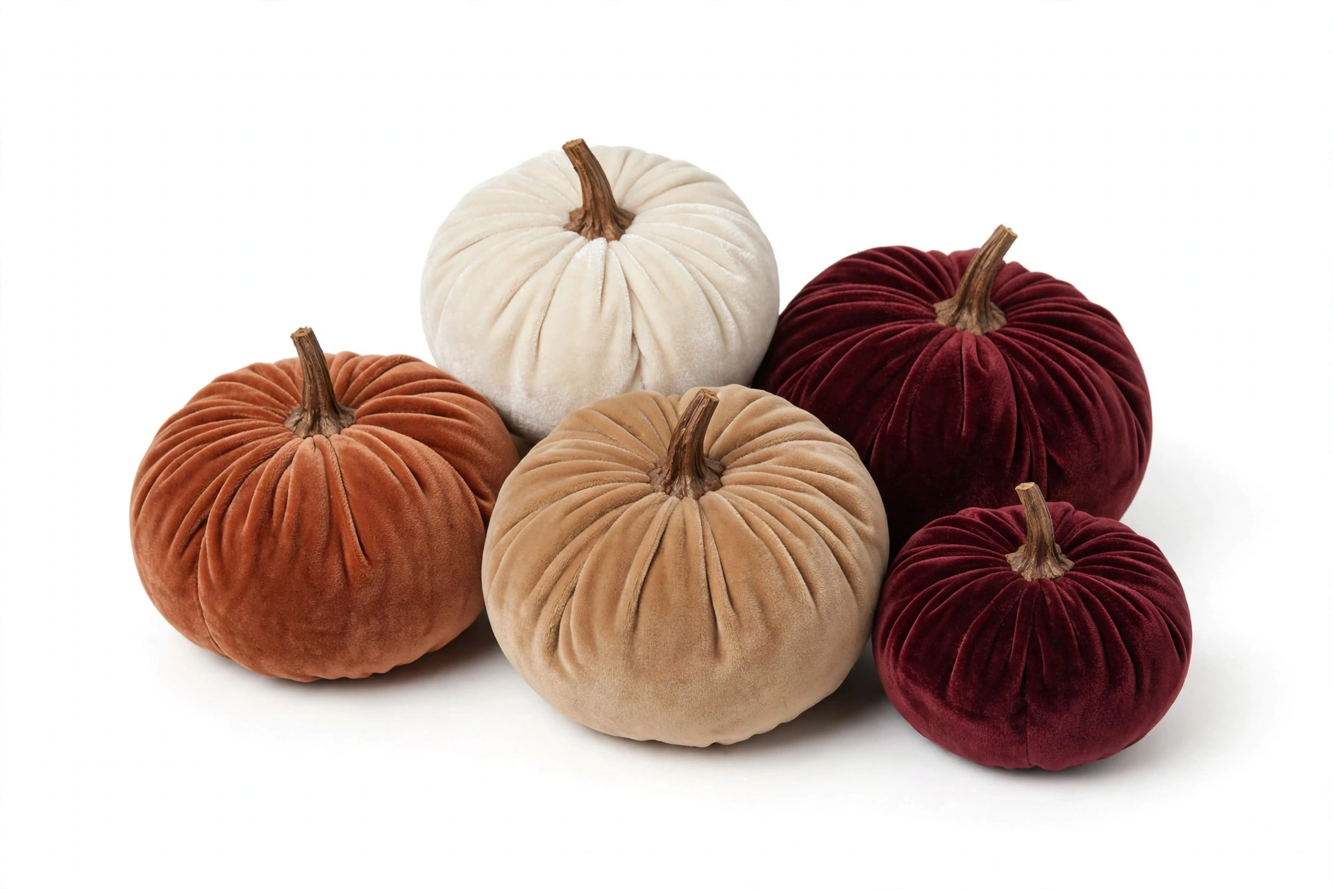 Winlyn 16 Pcs Assorted Fall Artificial Velvet Pumpkins Decorative