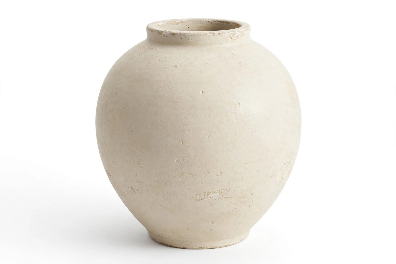 Briful Rustic Vintage Ceramic Pottery Vase, Farmhouse Table Decor with Distressed Texture, Cream White