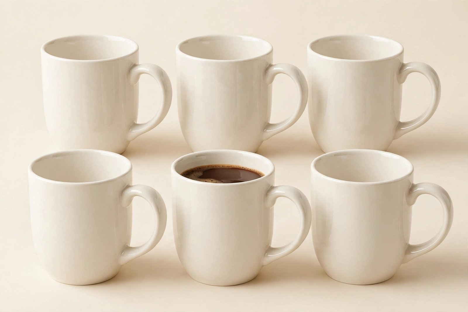 DOWAN Coffee Mugs Set of 6, 16 oz Large Porcelain Mugs