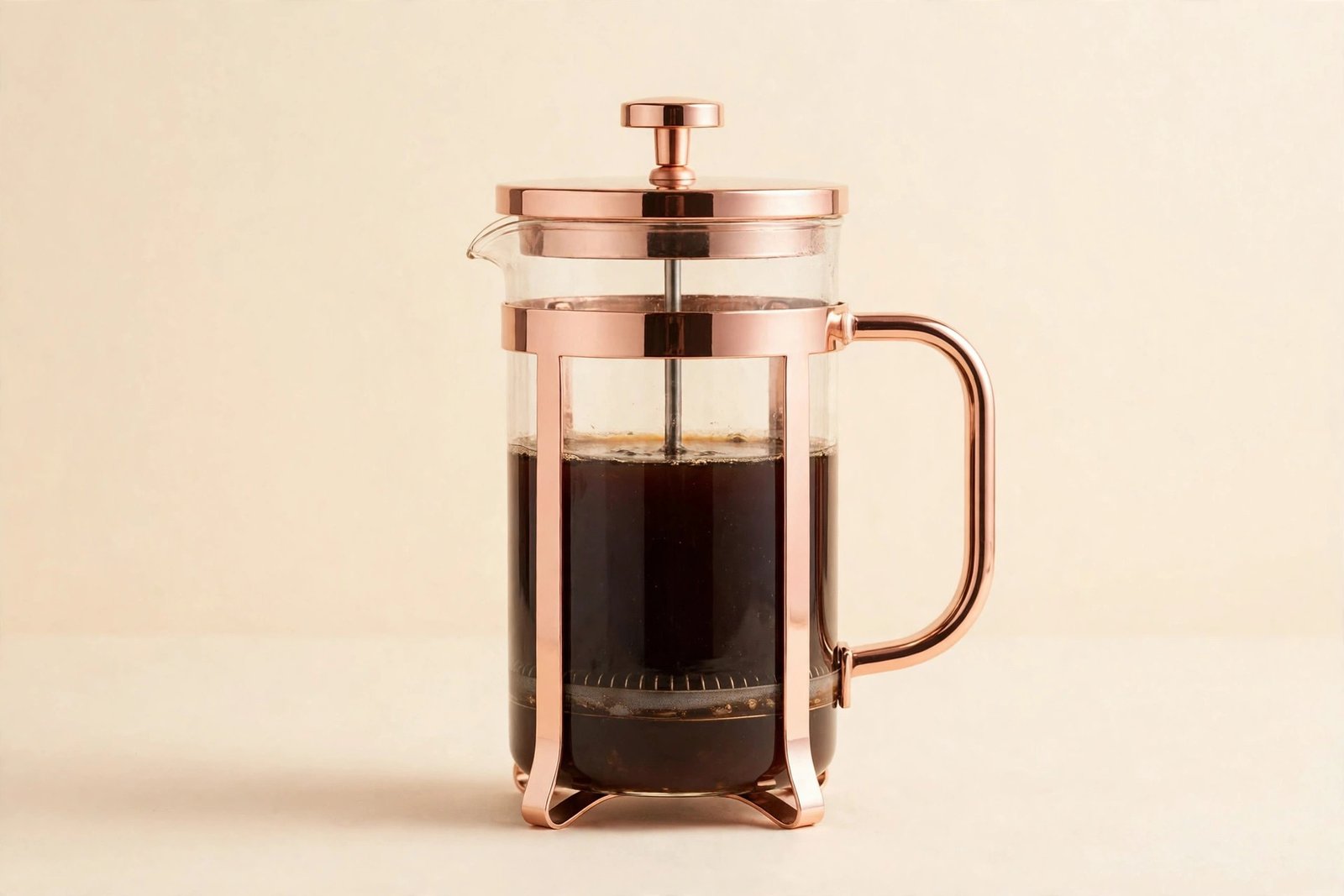 Cafe du Chateau French Press Coffee Maker, 34 oz Stainless Steel and Glass