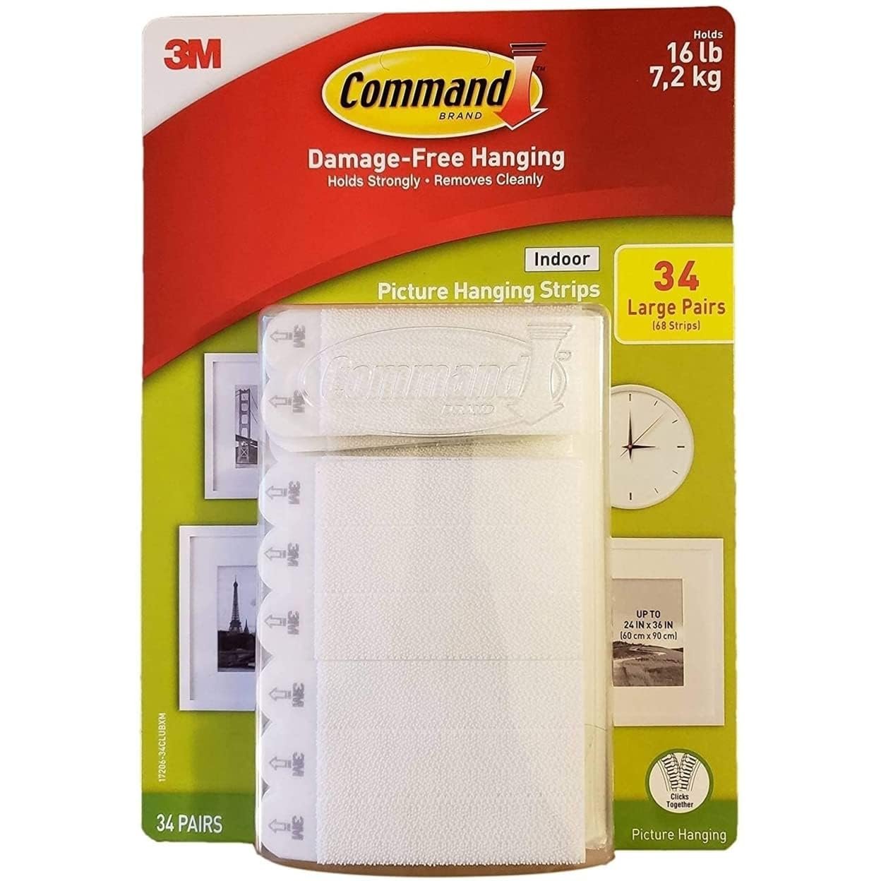 Command Large Picture Hanging Strips, White, 14 Pairs